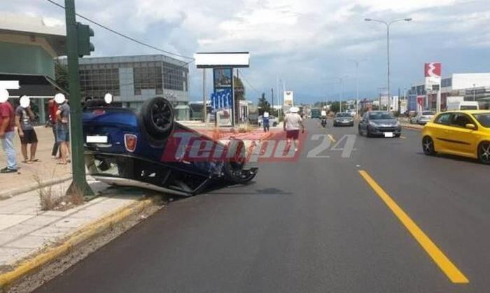 Ανατροπή οχήματος στην Ε.Ο. Πατρών – Κορίνθου: Άγιο είχε ο οδηγός