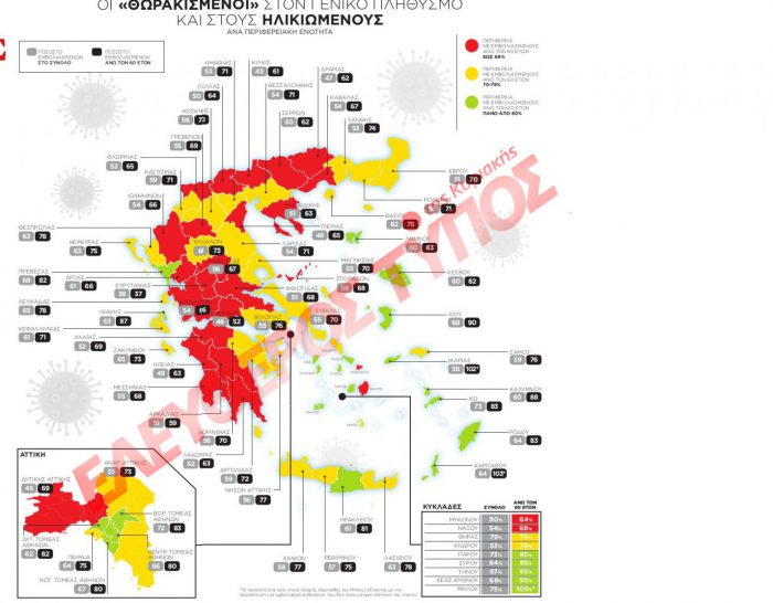 Ο χάρτης του εμβολιασμού στην επικράτεια –χαμηλά η Αιτωλοακαρνανία