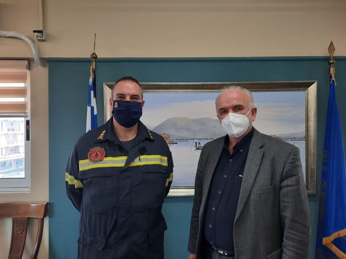 Επίσκεψη στο Δήμαρχο Μεσολογγίου, Κώστα Λύρο πραγματοποίησε ο νέος Διοικητής Πυροσβεστικών Υπηρεσιών Αιτωλοακαρνανίας