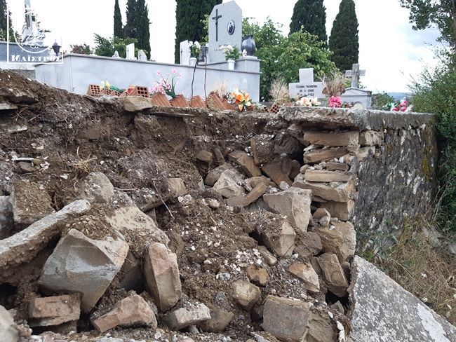 Κατέρρευσε ο μαντρότοιχος στο κοιμητήριο Σαρδινίων – Φόβοι να βρεθούν στο δρόμο οι νεκροί