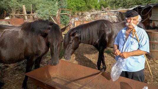 Ο μπάρμπα-Γιάννης Κάτσιος από τη Λεπενού και τα άλογά του
