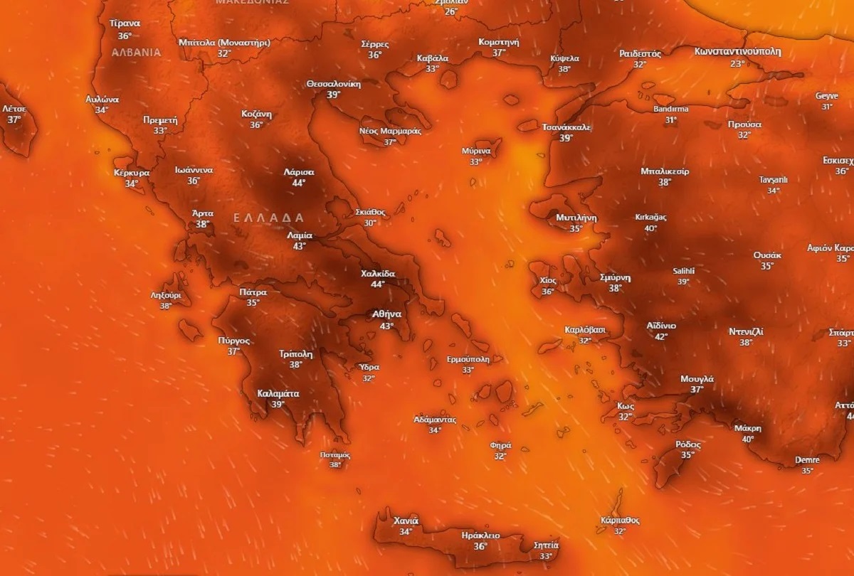 Live η πορεία του μέγα-καύσωνα:ο υδράργυρος θα χτυπήσει κόκκινο ενδεχομένως με πάνω από 44-45 βαθμούς Κελσίου 