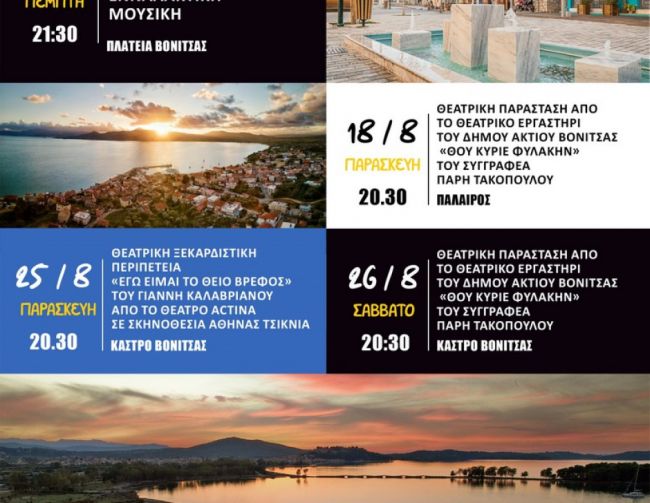 «Ταξίδια Πολιτισμού – Καλοκαιρινά Ραντεβού Δήμου Ακτίου – Βόνιτσας – Καλοκαίρι 2023»