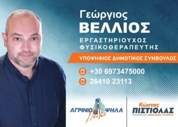Γιώργος Βέλλιος: Υποψηφιότητα με ήθος, εμπειρία και δυναμική!