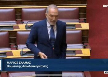 Επίκαιρη Ερώτηση Μάριου Σαλμά στην Βουλή για την Μη Αποδοτική Λειτουργία του Γενικού Νοσοκομείου Αγρινίου