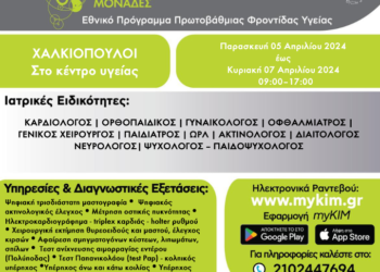 Κινητές Ιατρικές Μονάδες στο Χαλκιόπουλο από τις 5 έως 7 Απριλίου