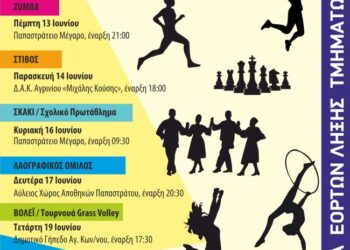 Το πρόγραμμα τελετής λήξης των τμημάτων της Γυμναστικής Εταιρείας Αγρινίου