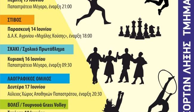 Το πρόγραμμα τελετής λήξης των τμημάτων της Γυμναστικής Εταιρείας Αγρινίου