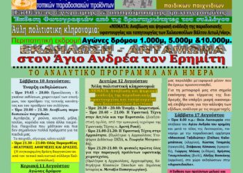 Πολιτιστικές εκδηλώσεις που από το σύλλογο Αθήνας – Πειραιά «Ο ΑΓΙΟΣ ΑΝΔΡΕΑΣ Ο ΕΡΗΜΙΤΗΣ