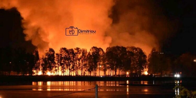 Μεσολόγγι: Πυρκαγιά καίει  το αλσύλλιο της Κλείσοβας