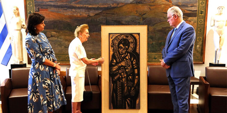 Μοναδικό χαρακτικό του Τάσσου, που απεικονίζει τον Σπύρο Μουστακλή, δώρισε στη Βουλή η οικογένειά του