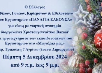 Αγρίνιο: Χριστουγεννιάτικο bazaar από το Εργαστήρι «Παναγία Ελεούσα»