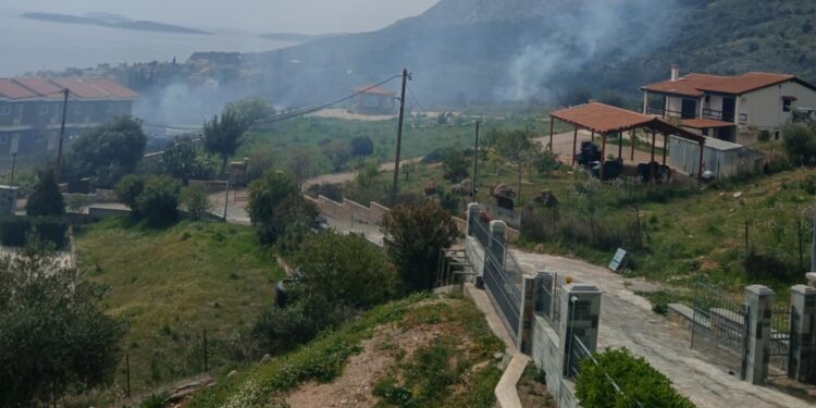 Φωτιά πολύ κοντά σε σπίτια στον Αστακό