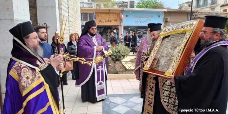 Το Μεσολόγγι υποδέχθηκε την Ιερά και Θαυματουργό Εικόνα της Υπεραγίας Θεοτόκου της Αρεθιώτισσας