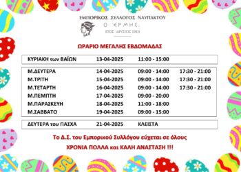 Ναύπακτος: Ωράριο των καταστημάτων για την Μεγάλη Εβδομάδα.