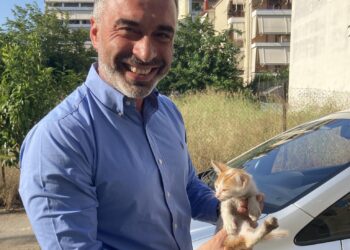 Ο Πάνος Μαρνέζος απεγκλώβισε από μηχανή αυτοκινήτου ένα  γατάκι!