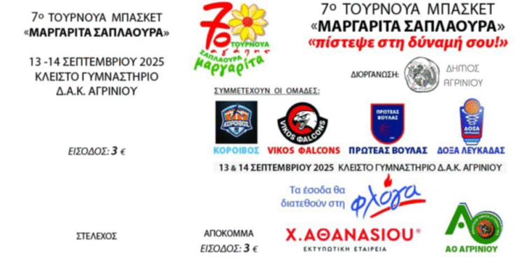 Διαθέσιμα τα εισιτήρια του 7ου τουρνουά αγάπης “Μαργαρίτα Σαπλαούρα”