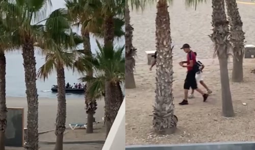 Αποβίβαση μεταναστών σε ισπανικό θέρετρο – Στιγμιότυπα σε βίντεο