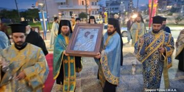 Υποδοχή της Ιεράς Εικόνας της Παναγίας Τρυπητής στον Ι. Ν. Αγίας Βαρβάρας Αγρινίου