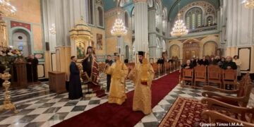 Πρώτη Θεία Λειτουργία στον ανακαινισθέντα  Ι. Μ. Ν. Αγίου Σπυρίδωνος Ι. Π. Μεσολογγίου