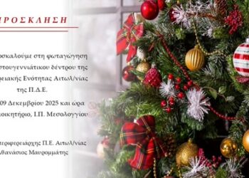 Η Π.E. Αιτωλ/νίας φωτίζει το Χριστουγεννιάτικο δέντρο της