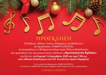 Το Εργαστήρι «Παναγία Ελεούσα» διοργανώνει «Χριστούγεννα Αγάπης»