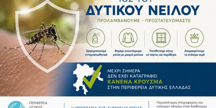 Δυτική Ελλάδα: Χωρίς κρούσματα του Ιού του Δυτικού Νείλου – Έκκληση για αυξημένα μέτρα προστασίας