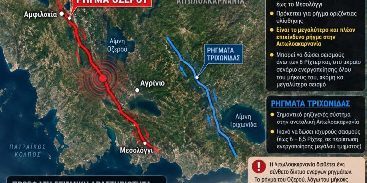 Στο ρήγμα που διατρέχει την Αιτωλοακαρνανία οι σεισμοί – Τι δείχνει το παρελθόν και ποιο είναι το ακραίο σενάριο