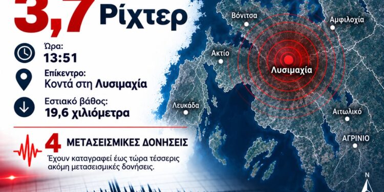 Σεισμική δόνηση ταρακούνησε την Αιτωλοακαρνανία