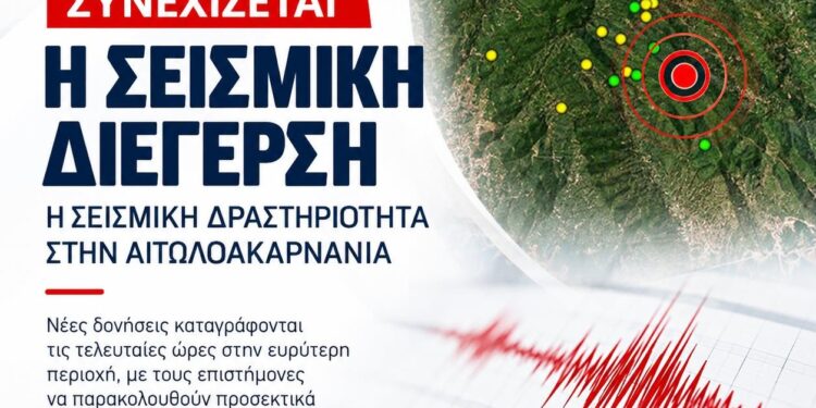 14 σεισμοί σήμερα στην Αιτωλοακαρνανία – Στο επίκεντρο ξανά το ρήγμα του Οζερού