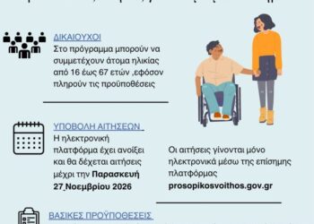 Ενημέρωση για το Πρόγραμμα «Προσωπικός Βοηθός για Άτομα με Αναπηρία» από τον Δήμο Μεσολογγίου